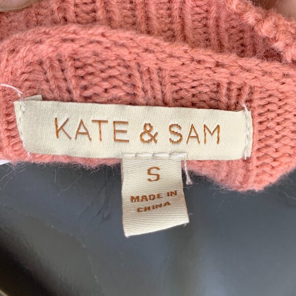 Kate & Sam Rib Stitch Knit Fringed Long Sleeve Crew Neck Sweater SzS - Picture 10 of 13